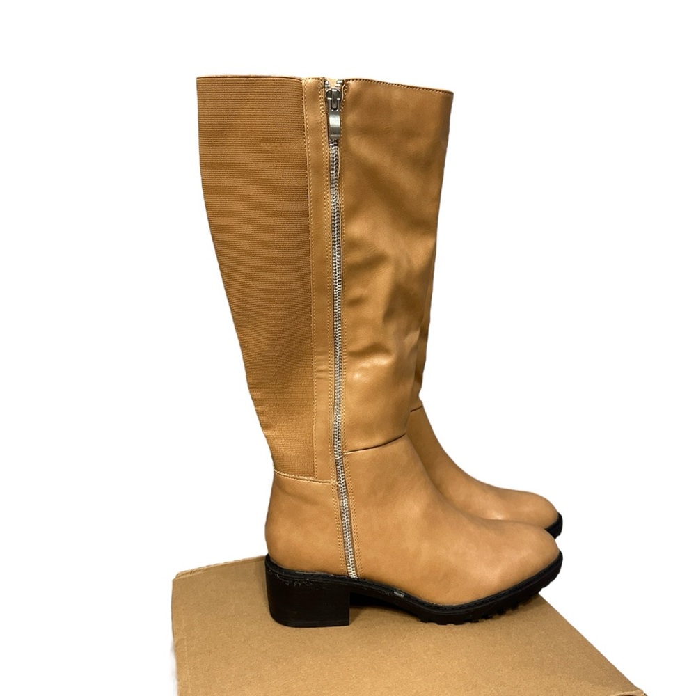 Journee Collection Women's Morgaan Extra Wide Calf Tan Knee High Boots NWT 8XWC - Picture 2 of 10